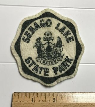 Vintage Sebago Lake State Park Maine Me Souvenir Printed Felt Patch Badge