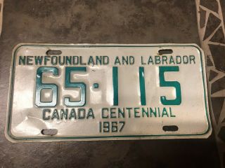 1967 Newfoundland Licence Plate Canada Centennial
