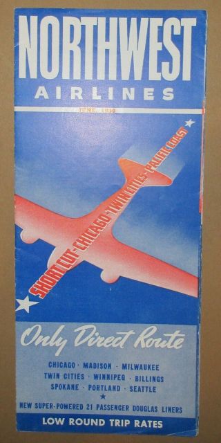 Northwest Airlines June 1939 System Timetable