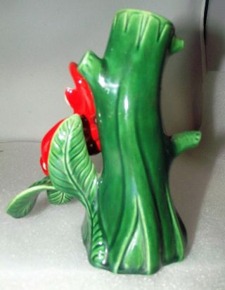 Vintage Treasure Craft Red PIXIE ELF Sitting on Leaf w/ Green Tree Vase 2