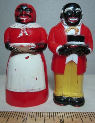 Aunt Jemima Uncle Mose Salt Pepper Shakers F,  F Dayton Ohio 3.  5 " Vintage Plastic