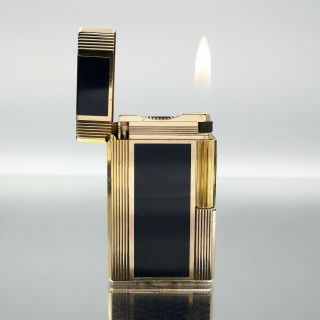 Great Rare St Dupont Gold Plated And China Lack Feuerzeug Lighter