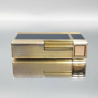 Great Rare ST DUPONT Gold plated and china lack feuerzeug lighter 7