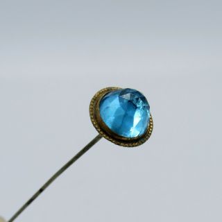 Antique Hatpin Bright Turquoise Blue Faceted Hat Pin