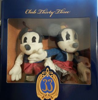 Club 33 Disney Mickey & Minnie Plush Dolls Members Limited Edition W/bag,  Tissue
