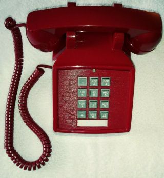 Vintage Cortelco Red Push Button Desk Phone Telephone Model 250047