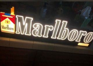 Lighted Marlboro Cigarette Sign Tobacco Advertising Store Display