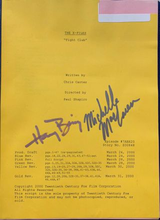 Autographed X - Files Fight Club Script And Slide