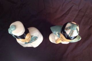 Pair Vintage Mid - Century 1950 ' s Ceramic Porcelain Chinese Asian Figurines Busts 3