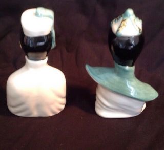 Pair Vintage Mid - Century 1950 ' s Ceramic Porcelain Chinese Asian Figurines Busts 4