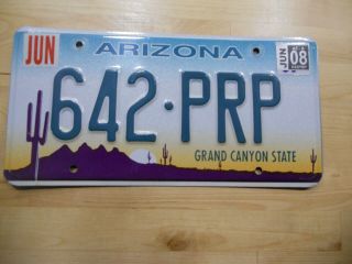 Us License Plate Expired Arizona " 642 - Prp " Grand Canyon State Cactus