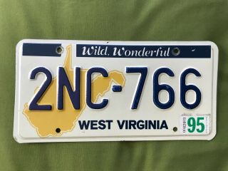 Vnc Vintage 1995 West Virginia Auto License Plate Wv Usa 2nc 766 Map 90s V