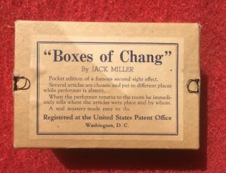 Vintage " Boxes Of Chang " By Jack Miller - Rare Magic Trick - Complete