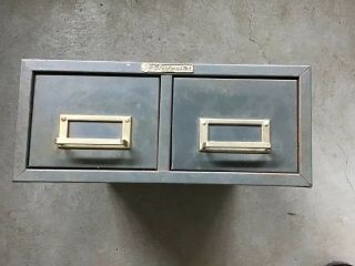 Vintage Steelmaster Metal Index Card Cabinet 2 Drawer File Holder Gray 2