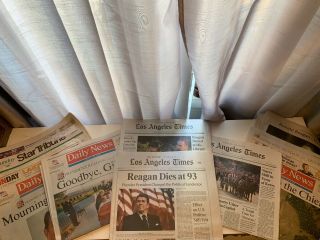 7 Newspapers Los Angeles Times Daily News Ronald Reagan Dies Funeral Procession