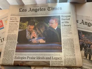 7 NEWSPAPERS LOS ANGELES TIMES DAILY NEWS RONALD REAGAN DIES FUNERAL PROCESSION 3