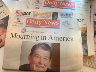 7 NEWSPAPERS LOS ANGELES TIMES DAILY NEWS RONALD REAGAN DIES FUNERAL PROCESSION 5