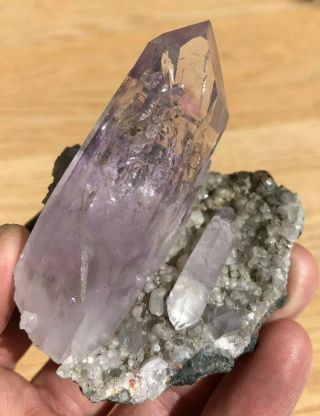 Amethyst Quartz Crystal Cluster From Namibia With Small Enhydros,  Brandberg