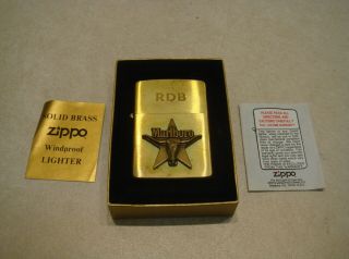 Vintage Zippo Brass Marlboro Longhorn Bull Head 5 Star Lighter Not