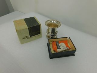 Vintage Ronson Silver Plate Table Lighter Stand And Box And Papers
