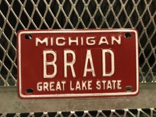 Brad Vintage 60s Michigan Great Lake State Bicycle Vanity Metal License Plate