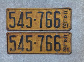 (2) - Matching Pair 1921 California License Plates