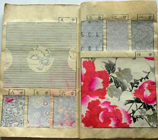 1860s Japanese Textile Sample Book Stencil Dyeing Kimono Fabric Design Patterns 5