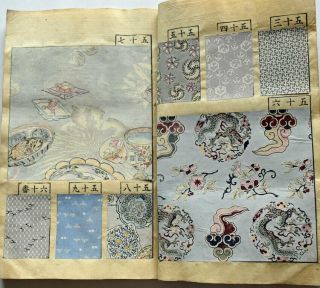 1860s Japanese Textile Sample Book Stencil Dyeing Kimono Fabric Design Patterns 7