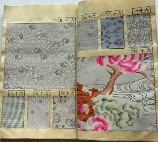 1860s Japanese Textile Sample Book Stencil Dyeing Kimono Fabric Design Patterns 8