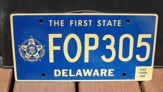 Delaware Fraternal Order Of Police License Plate Fop 305