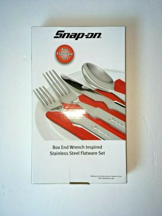 Popular,  Rare Snap - On Tools 4 Piece Stainless Steel Box End Flatware Set