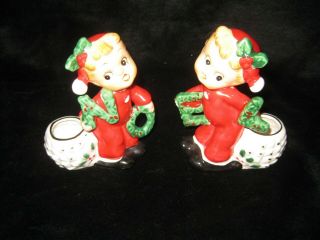 Vintage Noel Christmas Figurines Little Child Candle Holders Very Cute