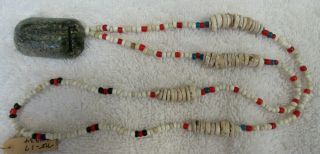 Strand Of Old California Trade Beads & Stone Pendant With Docs - - Nr