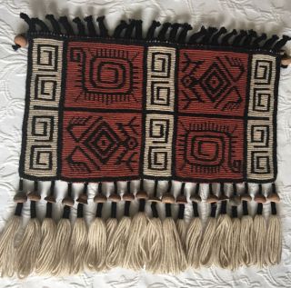 Native American Contemporary Weaving/wall Hanging Wool Old Beads