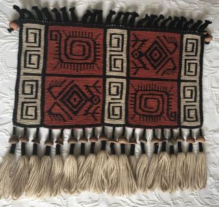 Native American Contemporary Weaving/Wall Hanging Wool Old beads 3