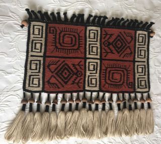 Native American Contemporary Weaving/Wall Hanging Wool Old beads 5