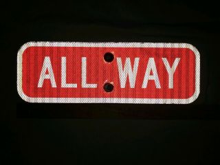 All Way Stop Road Street Sign Retired Stainless Steel 5 " X18 "