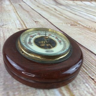 Vintage Stellar Barometer Made in Germany Mahogany Round Wood Visible Gears 4