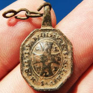 Rare St Benedict Cross Medal Antique Exorcism Prayer Against Evil Charm Found
