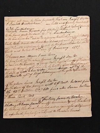 Virginia Handwritten Document January 1799 Four Cents Embossed Revenue