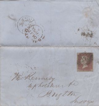 1853 Qv London Cover With A 4 Margin 1d Penny Red Stamp Sent To Brighton
