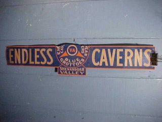 Orig 1930s Auto Bumper Souvenir Cardboard Sign - Endless Caverns Va