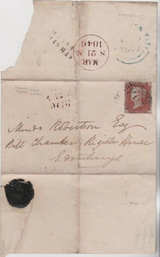 1846 Qv Rare Strathpeffer Scottish Highland Village Cover With A 1d Red Stamp