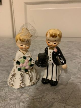 Vintage 1958 Hh Holt Howard Bride Groom Wedding Couple Candle Holders