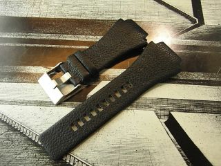 Old Stock Diesel 27 - 36mm Black Thick Leather Mens Watch Strap
