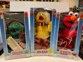 Telco Sesame Street Big Bird Elmo Oscar Animated Christmas Display Figures