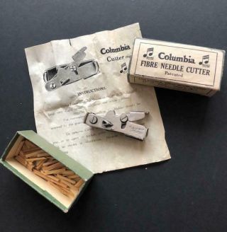 ANTIQUE BOXED COLUMBIA GRAMOPHONE FIBRE NEEDLE CUTTER WITH INSTRUCTIONS 2