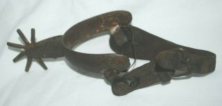 Vintage Western Spur With Leather Strap,  8 Point Rowel,  One Only