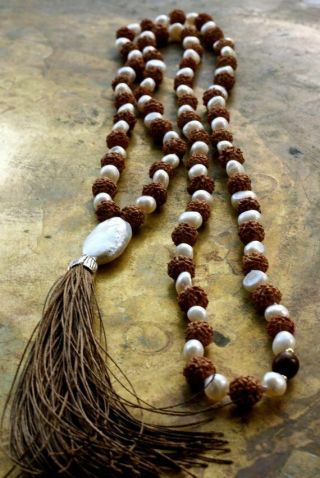 Rudraksha Mala Beads 108 | Brown Wooden Prayer Beads | Yogi Mantra Made On Order