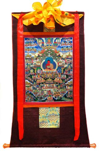 48inch Tibetan Tangka Gold Silk Thread Embroidery Buddhist Amitabha In Pure Land